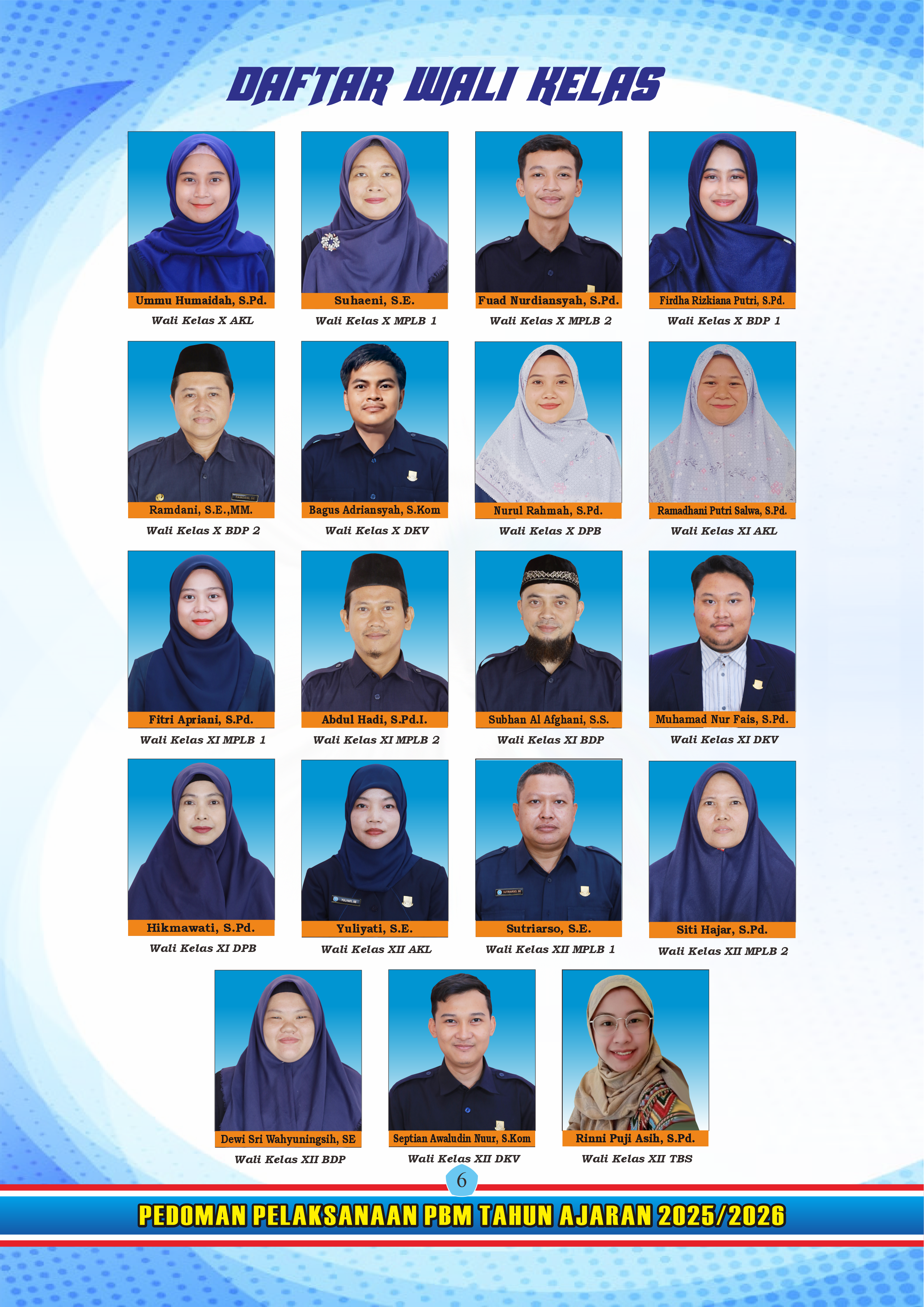 DAFTAR WALI KELAS TA. 2025/2026 DAFTAR WALI KELAS TA. 2025/2026