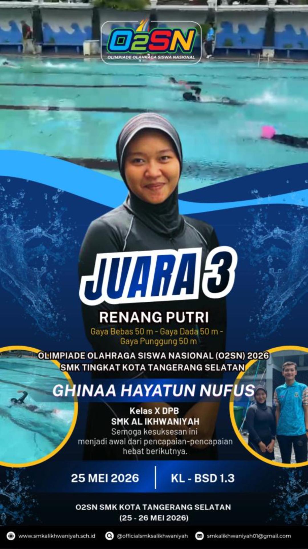 Juara 3 Renang Putri O2SN SMK Tingkat Kota Tangerang Selatan 2026 Juara 3 Renang Putri O2SN SMK Tingkat Kota Tangerang Selatan 2026